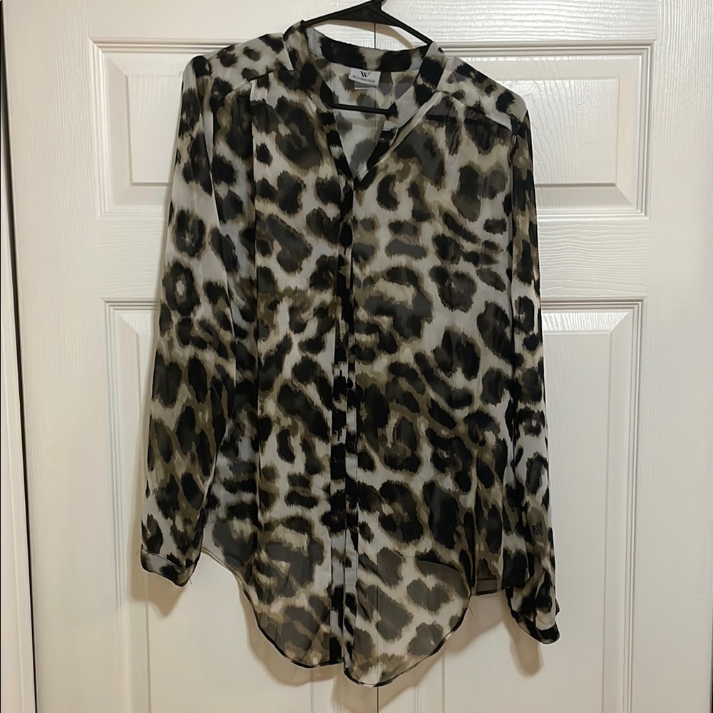 Sheer Leopard Print Blouse
